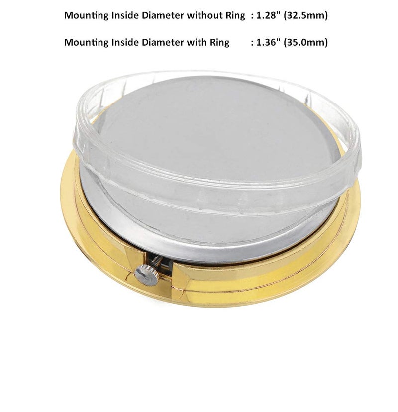 ShoppeWatch Mini Clock Insert 1 7/16" (35mm) Quartz Movement | Miniature Clock Face Insert | Small Round Fit Up White Dial Gold Tone Bezel Roman Numerals CK096GD - Image 3